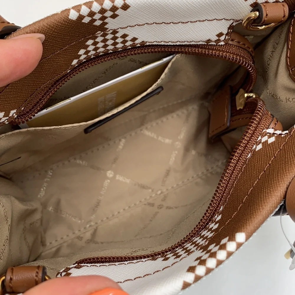 Michael Kors Mirella Extra-Small Logo Crossbody XBODY Shopper Bag Luggage NWT